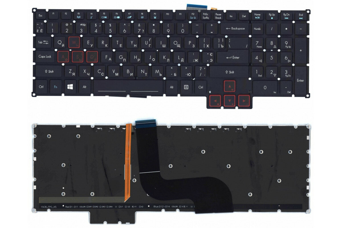 Клавиатура для Acer Predator G9-792 черная с подсветкой
