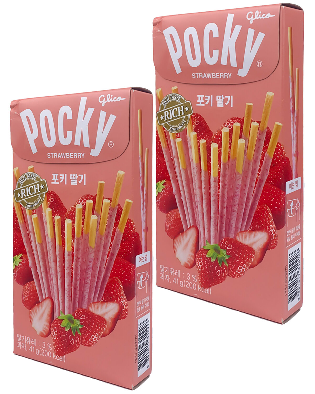 Печенье "Палочки Pocky" Поки STRAWBERRY - Клубника, 2шт, Корея / Корейские сладости - фотография № 1