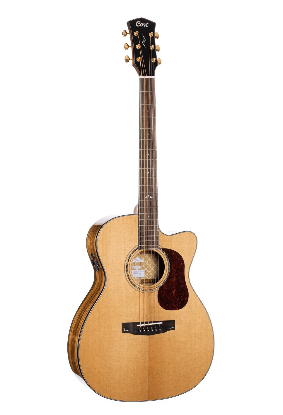 Gold-OC6-Bocote-NAT Gold Series Электро-акустическая гитара, цвет натуральный, с чехлом, Cort