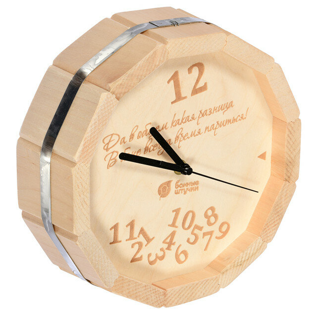 фото Часы для бани и сауны банные штучки 27х8см для бани и сауны кварцевые