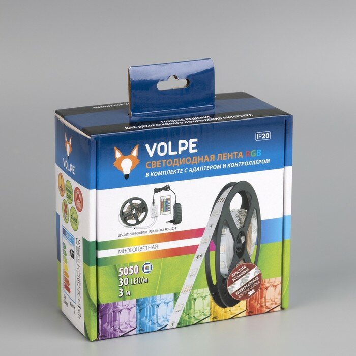 Светодиодные ленты Volpe Комплект светодиодной ленты Volpe 3 м, IP20, SMD5050, 30 LED/м, 12 В, RGB - фотография № 12