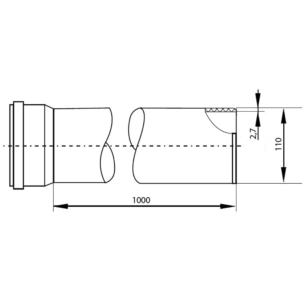 Канализационная труба РТП PP 110x1000x2,7 мм - фотография № 2