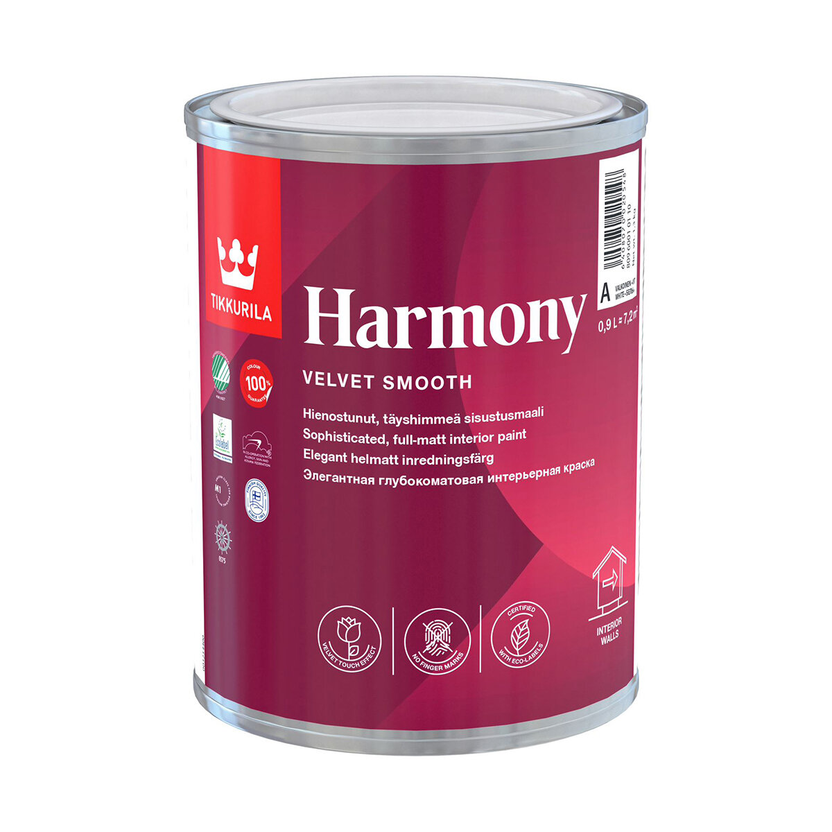 Тиккурила Краска акрилатная матовая Harmony (Гармония) TIKKURILA 0,9л бесцветный (база С)