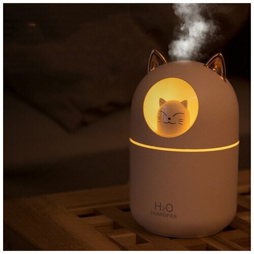 Увлажнитель воздуха мини Котик с подсветкой, ультразвуковой увлажнитель для дома, ночник светильник - фотография № 2