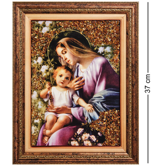 Икона Божией Матери (с янтарной крошкой) H-37см AMB-01/9 113-708508