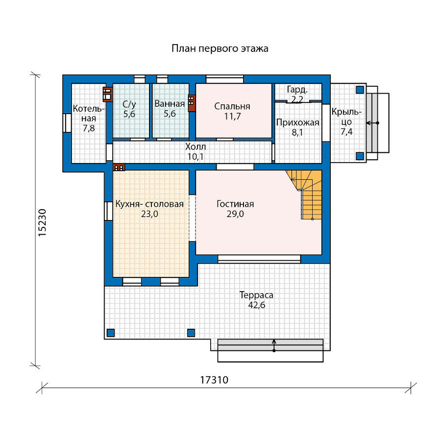 62-80A-Catalog-Plans - Проект двухэтажного дома из газобетона с террасой - фотография № 2