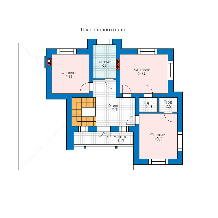 58-10H2L-Catalog-Plans - Проект двухэтажного дома из газобетона с террасой - фотография № 3
