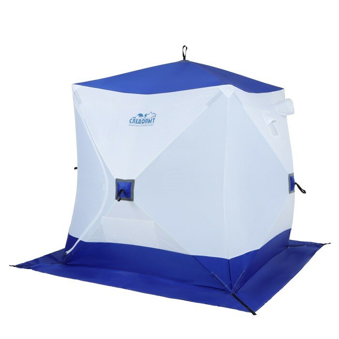 Следопыт Палатка зимняя куб следопыт, 2,1 х2,1 м, Oxford 210D PU 1000, 4-местная ,цвет бело-синий