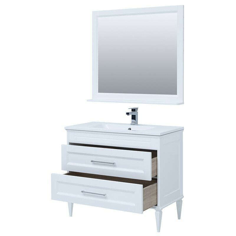 Комплект мебели для ванной Aquanet Бостон M 100 258284 подвесной Белый матовый - фотография № 12