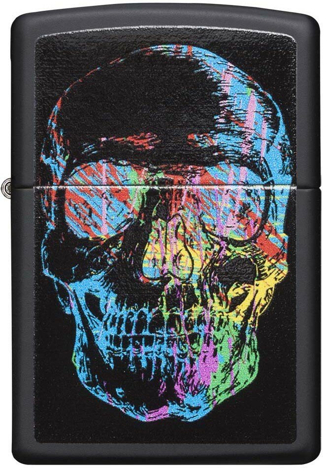 Зажигалка ZIPPO Skull Design с покрытием Black Matte, латунь/сталь, черная, 38x13x57 мм - фотография № 2
