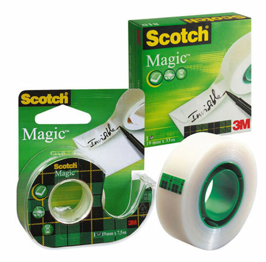 Клейкая лента канцелярская 3M Scotch Magic 810 7100024666 ширина 19мм длина 33м невидимая в коробке