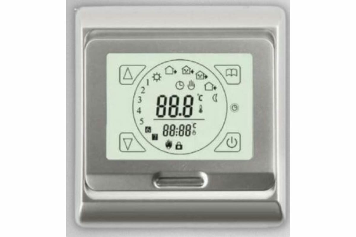 Терморегулятор для тёплого пола ТеплоСофт сенсорный E91.716 серебряный 91716/серебряный - фотография № 1