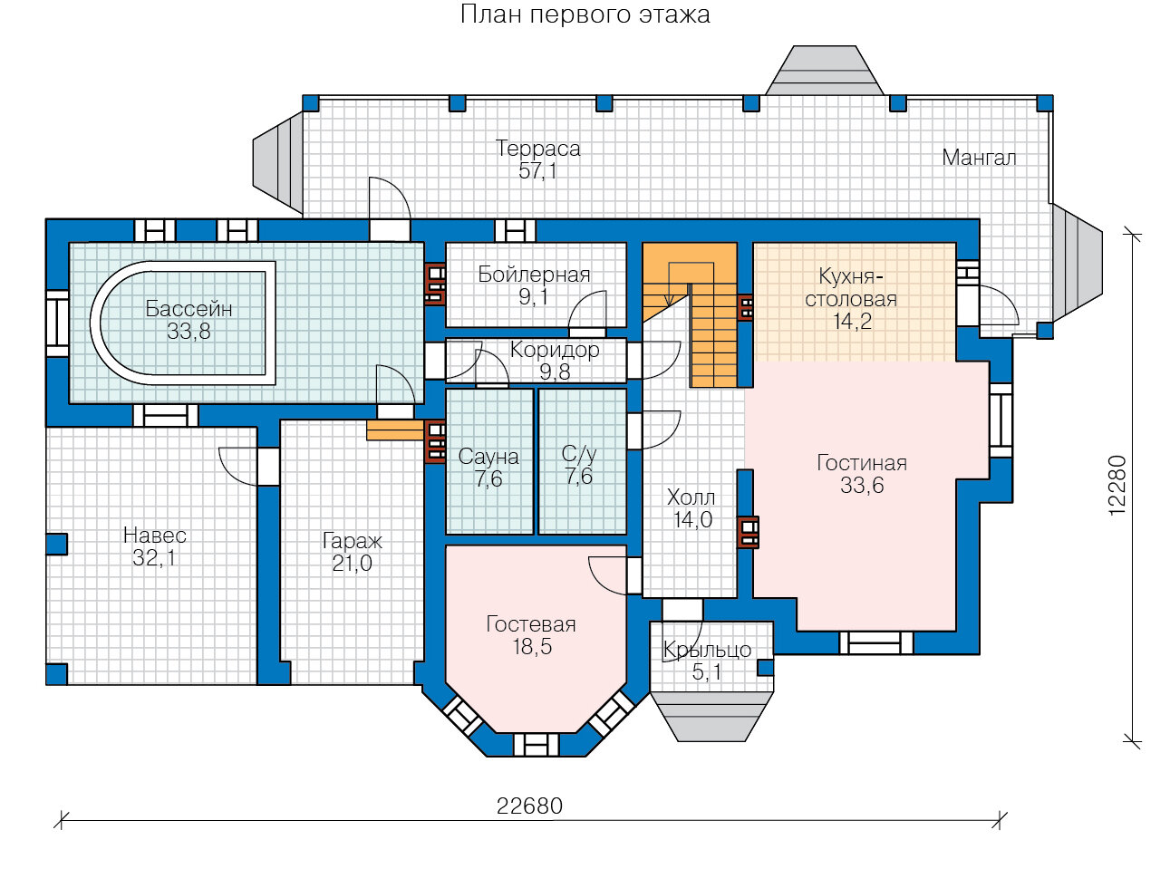 48-29C-Catalog-Plans - Проект двухэтажного кирпичного дома с террасой - фотография № 2