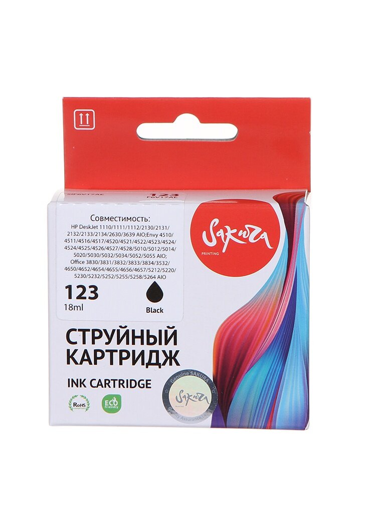 Картридж Sakura SIF6V17AE (схожий с HP F6V17AE) №123 Black для HP DeskJet 1110/1111/1112/2130/2131/2132