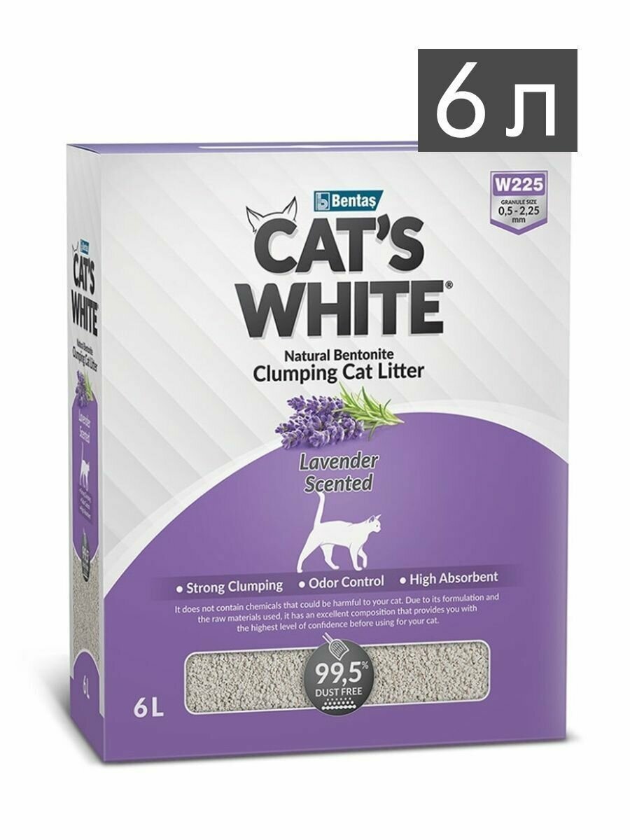 Cat's White Box Premium Lavender наполнитель, 6 л - фотография № 1