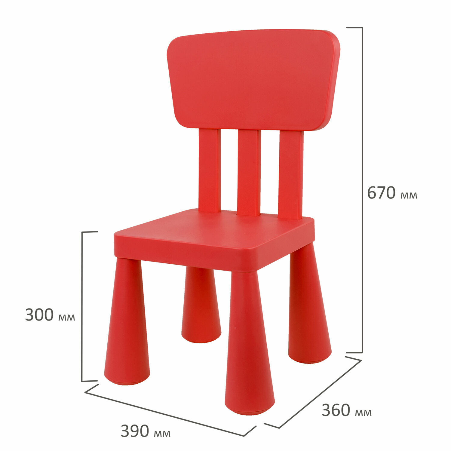 Стул детский со спинкой мамонт красный, от 2 до 7 лет, безвредный пластик, 01.002.01.05.1 - фотография № 2