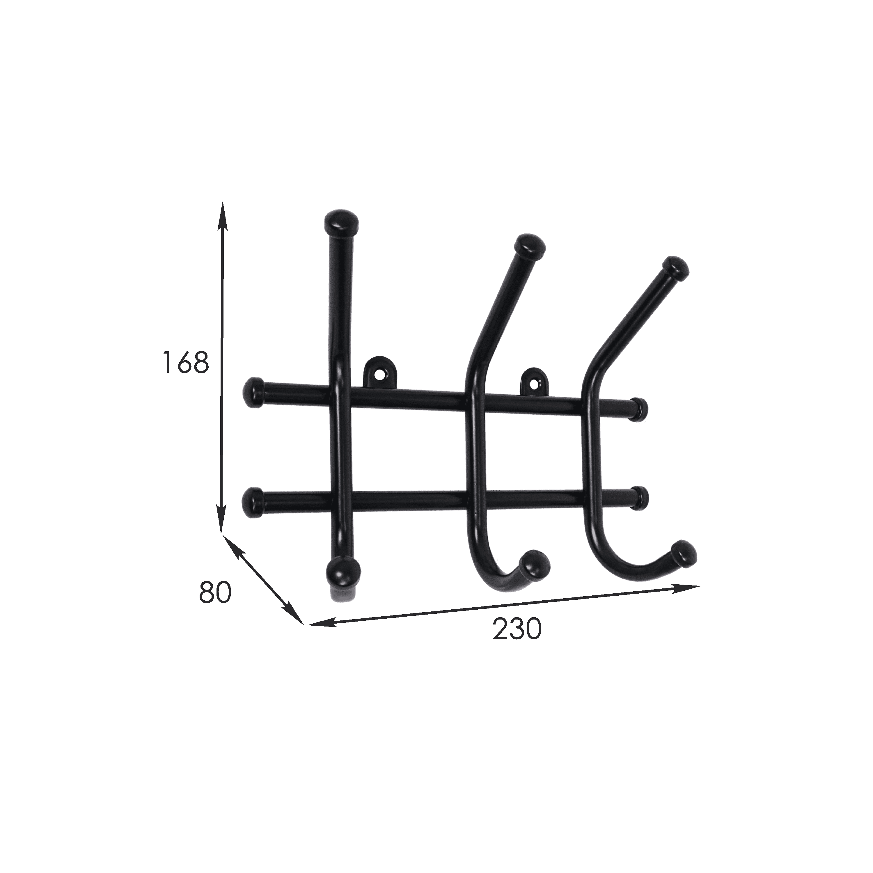 Вешалка настенная "норма 3" (23*8*16,5) Черный, ВН64Ч - фотография № 2