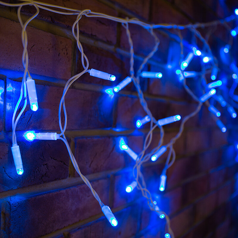 NEON-NIGHT Гирлянда Айсикл (бахрома) светодиодный, 2,4 х 0,6 м, белый провод, 230 В, диоды синие, 76 LED