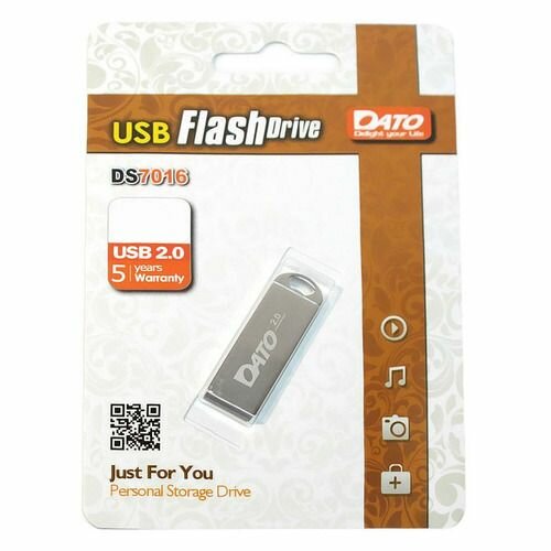 Флешка USB DATO DS7016 32ГБ, USB2.0, серебристый [ds7016-32g]