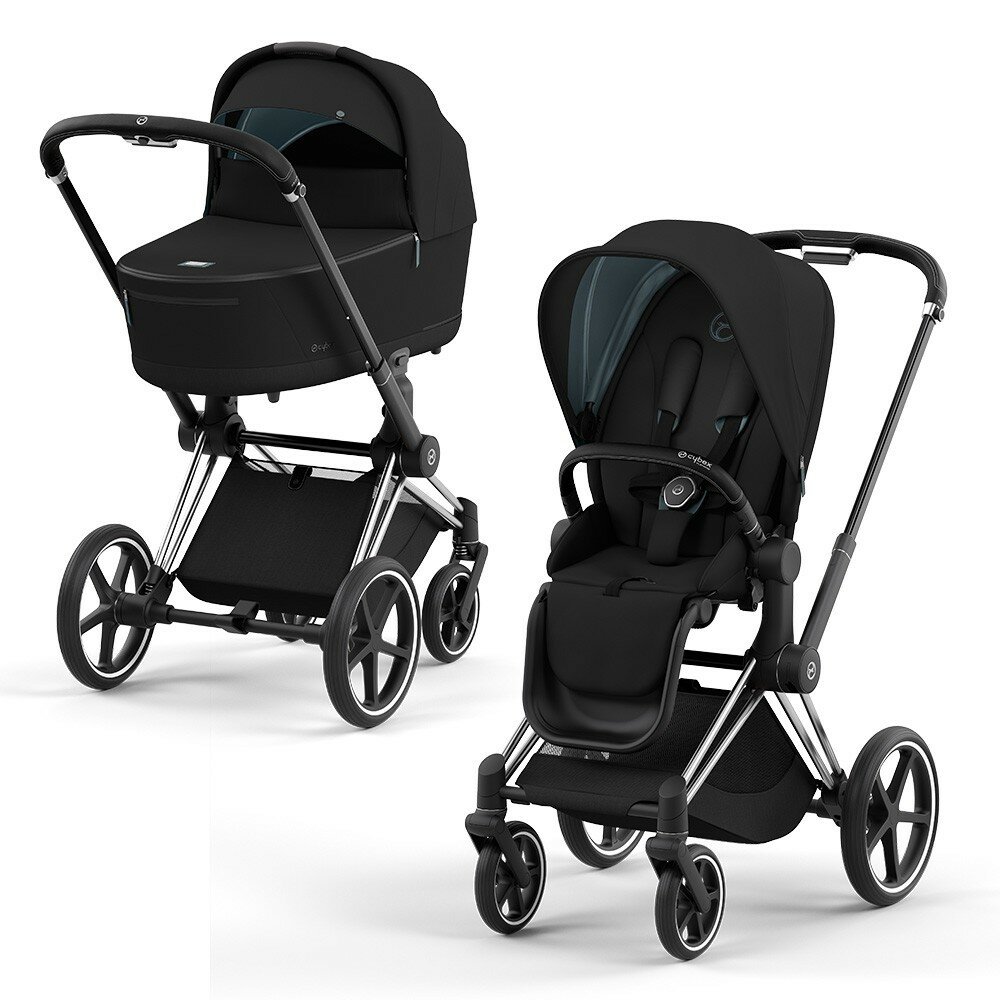 Универсальная коляска Cybex Priam IV 2 в 1, Deep black, цвет шасси: Chrome/Black