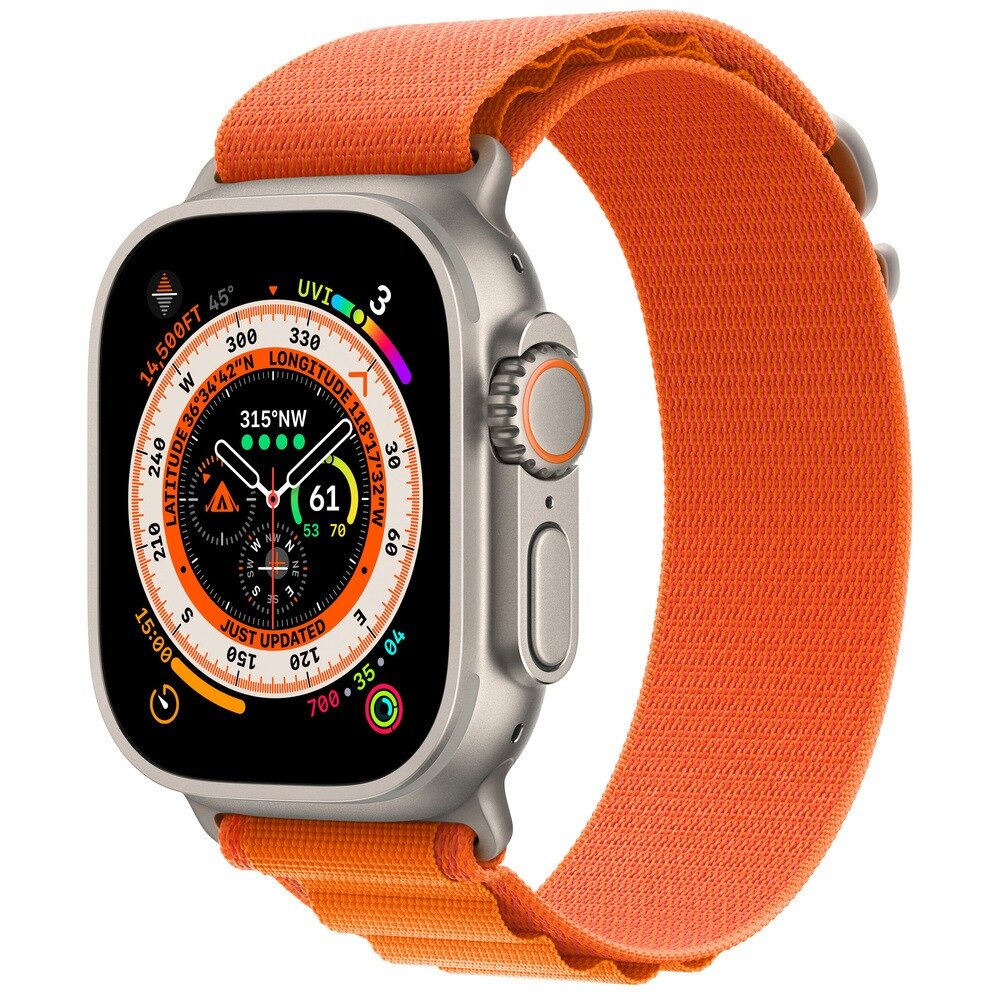 Смарт-часы Apple Watch Ultra 49 мм Titanium, L текстильный ремешок, оранжевый