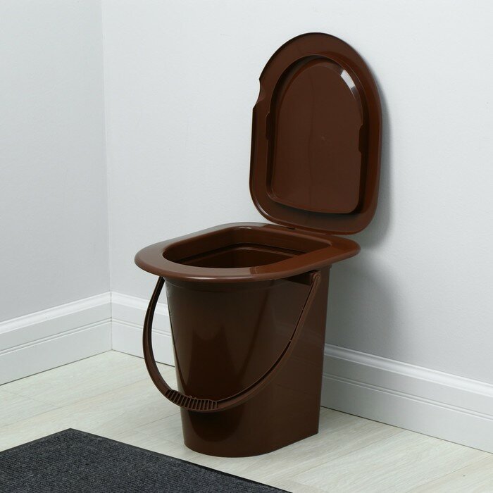 Ведро-туалет, h = 39 см, 17 л, съёмный стульчак, коричневое - фотография № 1