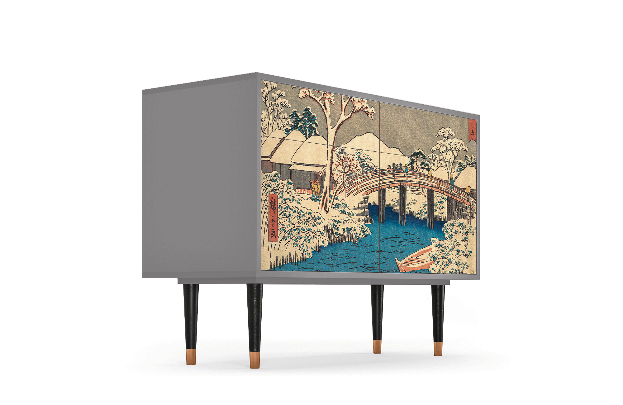 Комод - STORYZ - BS4 Katabira River by Utagawa Hiroshige, 115 x 85 x 48 см, Серый - фотография № 4