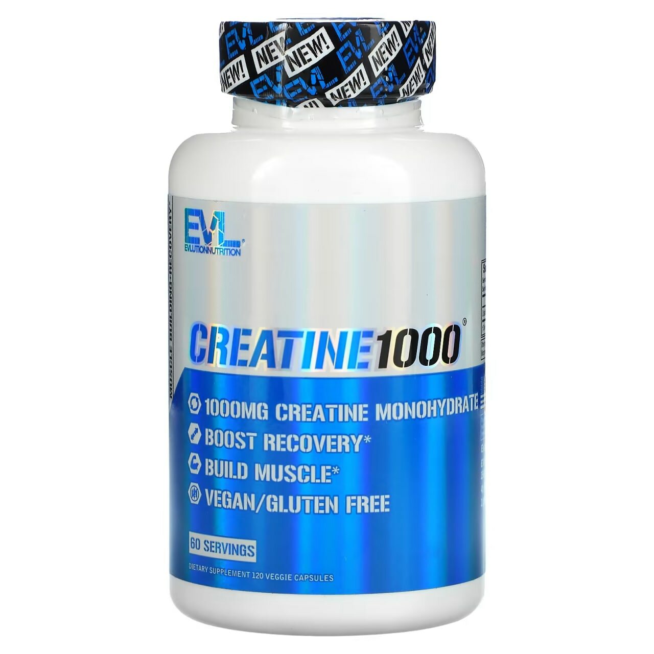 EVLution Nutrition, Creatine1000, креатин, 500 мг, 60 растительных капсул