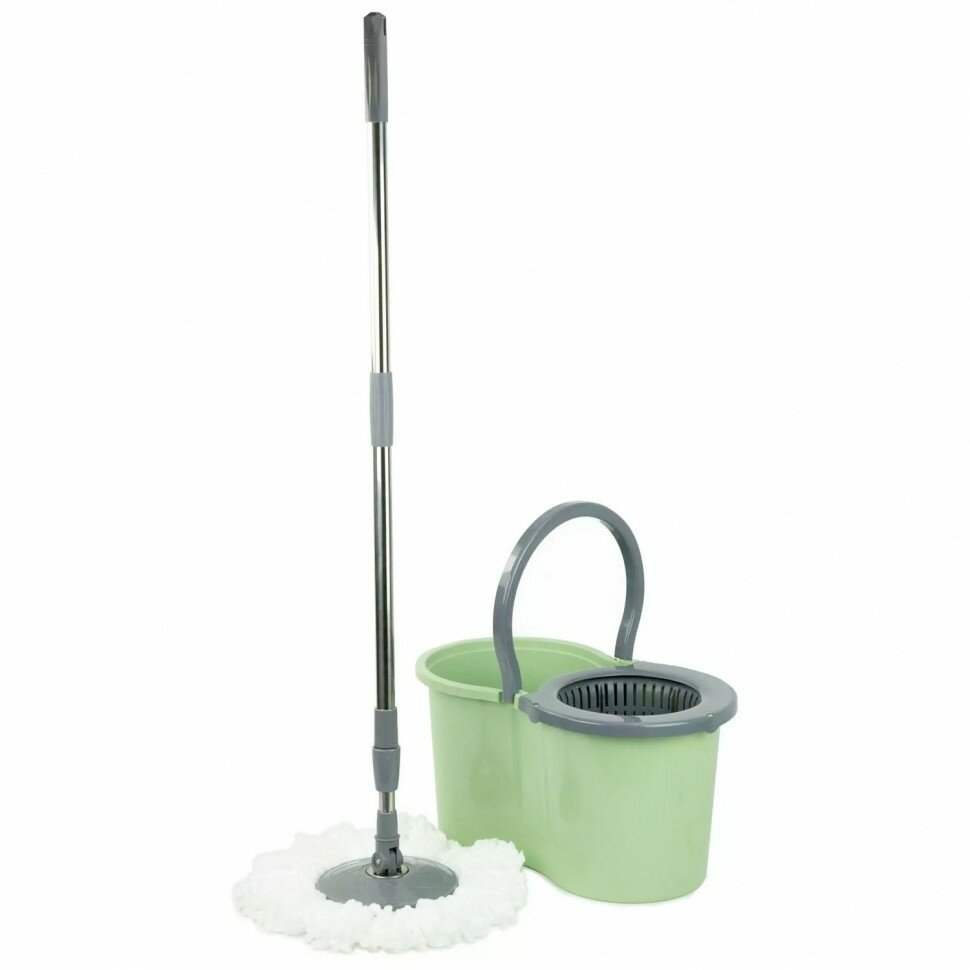 Комплект для уборки швабра с ведром и отжимом VERDE SPIN MOP голубой