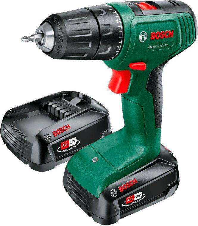 BOSCH Дрель-шуруповерт Bosch Easydrill 18V-40 (2x 1,5Aч) + AL18V-20 кейс 1200Вт аккум. патрон:быстрозажимной (кейс в комплекте) (06039D8002)