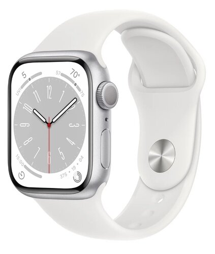 Умные часы Apple Watch Series 8 41 мм Aluminium Case, S/M Silver/White Sport Band
