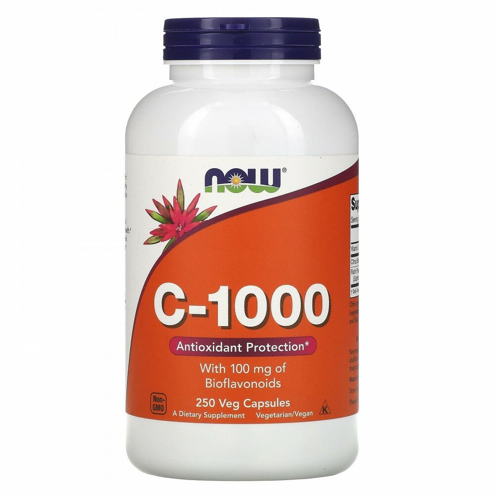 Now Foods, C-1000, со 100 мг биофлавоноидов, 250 растительных капсул