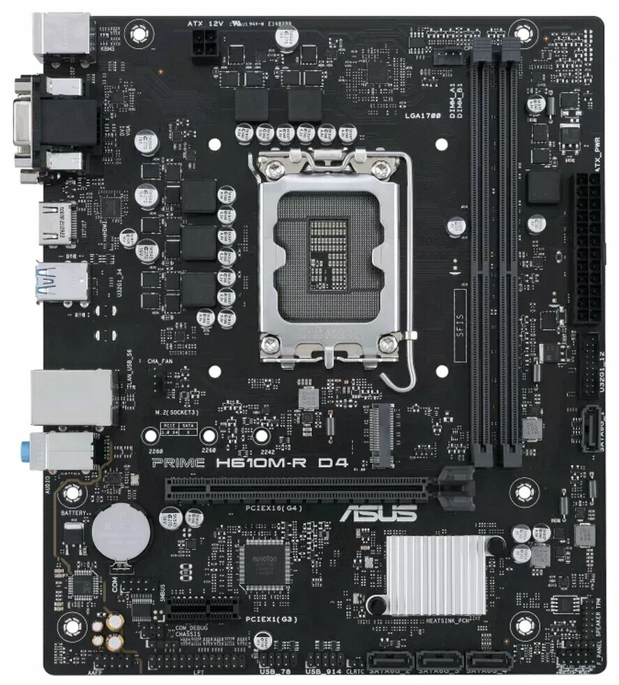 Материнская плата Asus H610 LGA1700 DDR4 ( Prime H610m-r D4-si ) mATX, Ret .