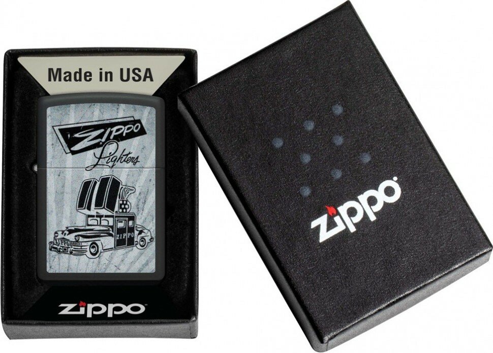 Зажигалка ZIPPO Car Design с покрытием Black Matte, латунь/сталь, черная, 38x13x57 мм - фотография № 3