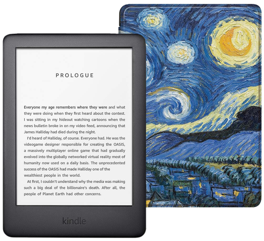 Электронная книга Amazon Kindle 10 8Gb SO Black с обложкой ReaderONE Van Gogh