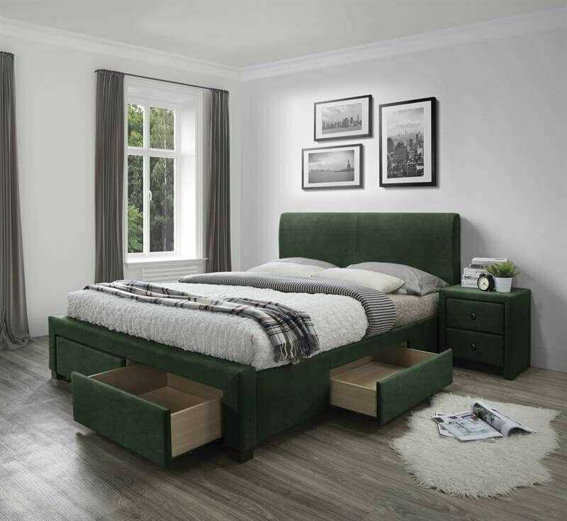 Кровать HALMAR MODENA 3 160 темно-зеленый - фотография № 1