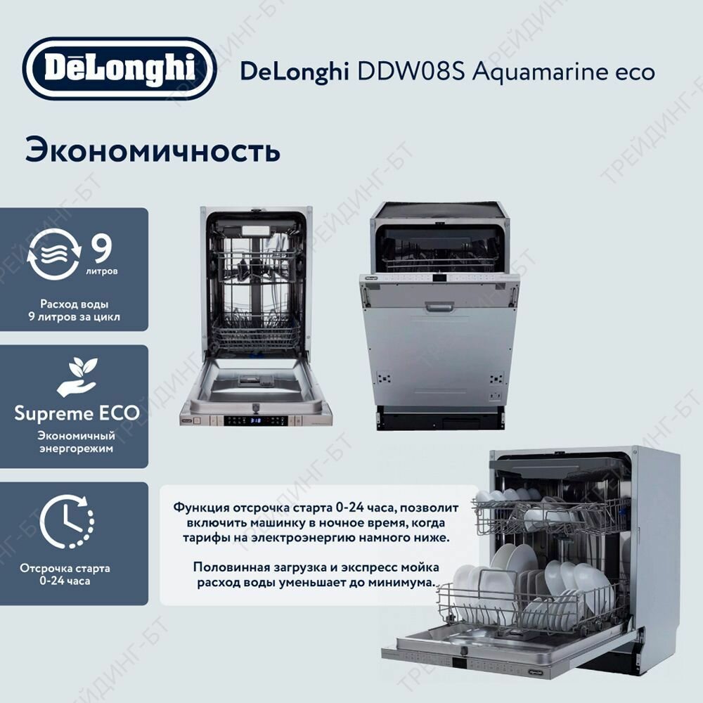 Посудомоечная машина DeLonghi DDW08S Aquamarine eco, 10 комплектов, 7 программ - фото №1