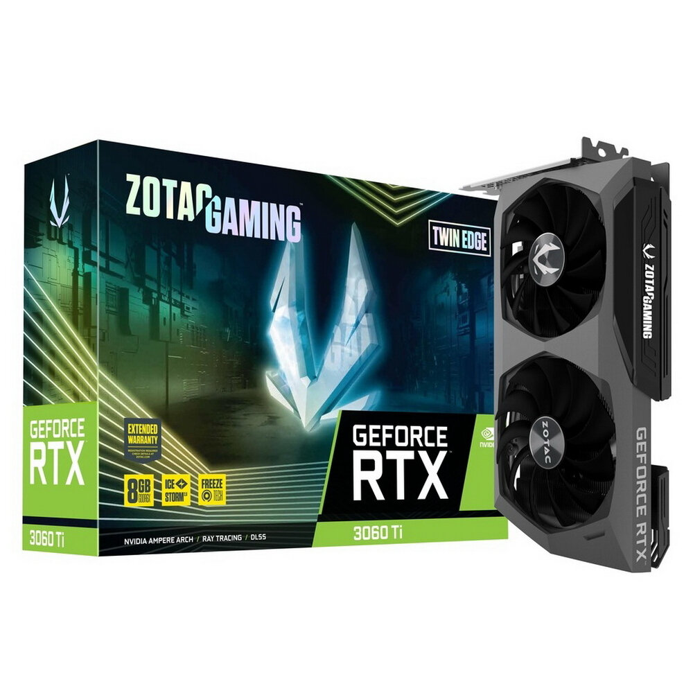 Видеокарта Zotac RTX3060Ti Twin Edge 8GB GDDR6X, 256 bit, 1665/19000, HDCP, Three DP ZT-A30620E-10P