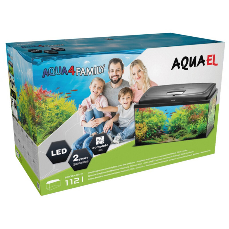 Аквариумный набор AQUAEL AQUA4FAMILY 80 DAY&NIGHT прямой 80х37х49 см (112 л) черный - фотография № 2