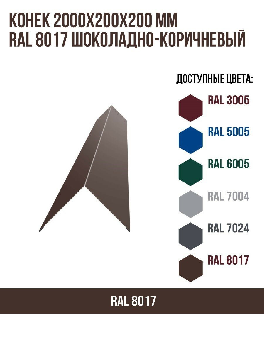 Конек 2000х200мм RAL 8017 Шоколадно-коричневый