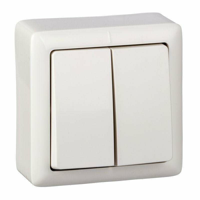 фото Выключатель двухклавишный открытой установки ВА56-232/VA56-232-B Wessen ХИТ Schneider Electric