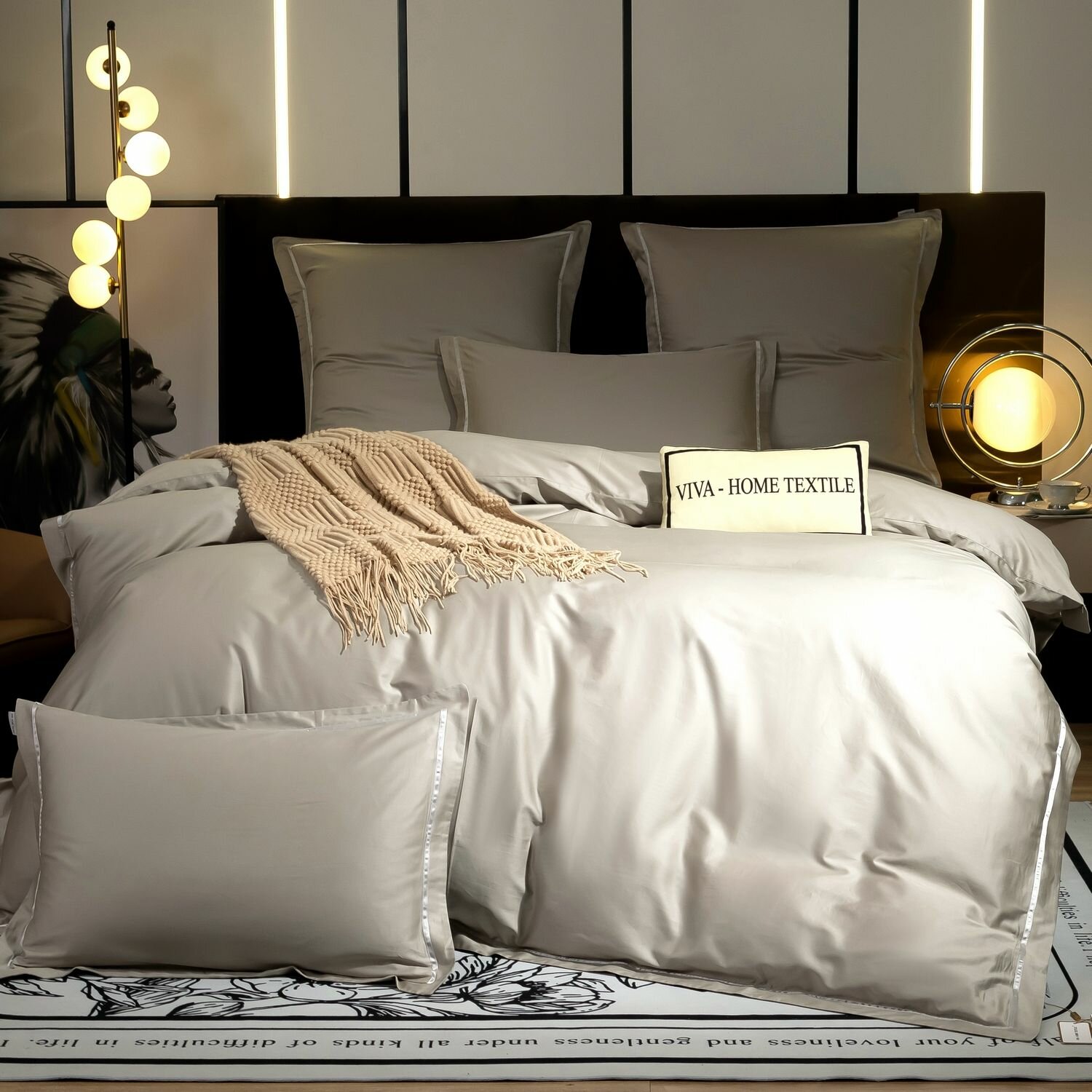 Комплект постельного белья Однотонный Сатин Премиум OCPK027 2 спальный 4 наволочки - фотография № 1