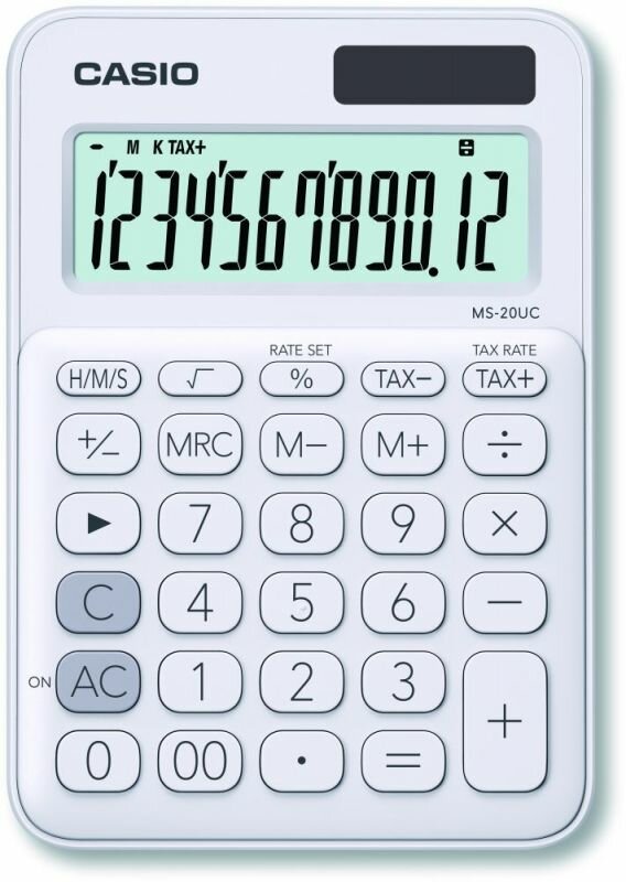 Калькулятор настольный Casio MS-20UC-WE-S-EC белый 12-разр.