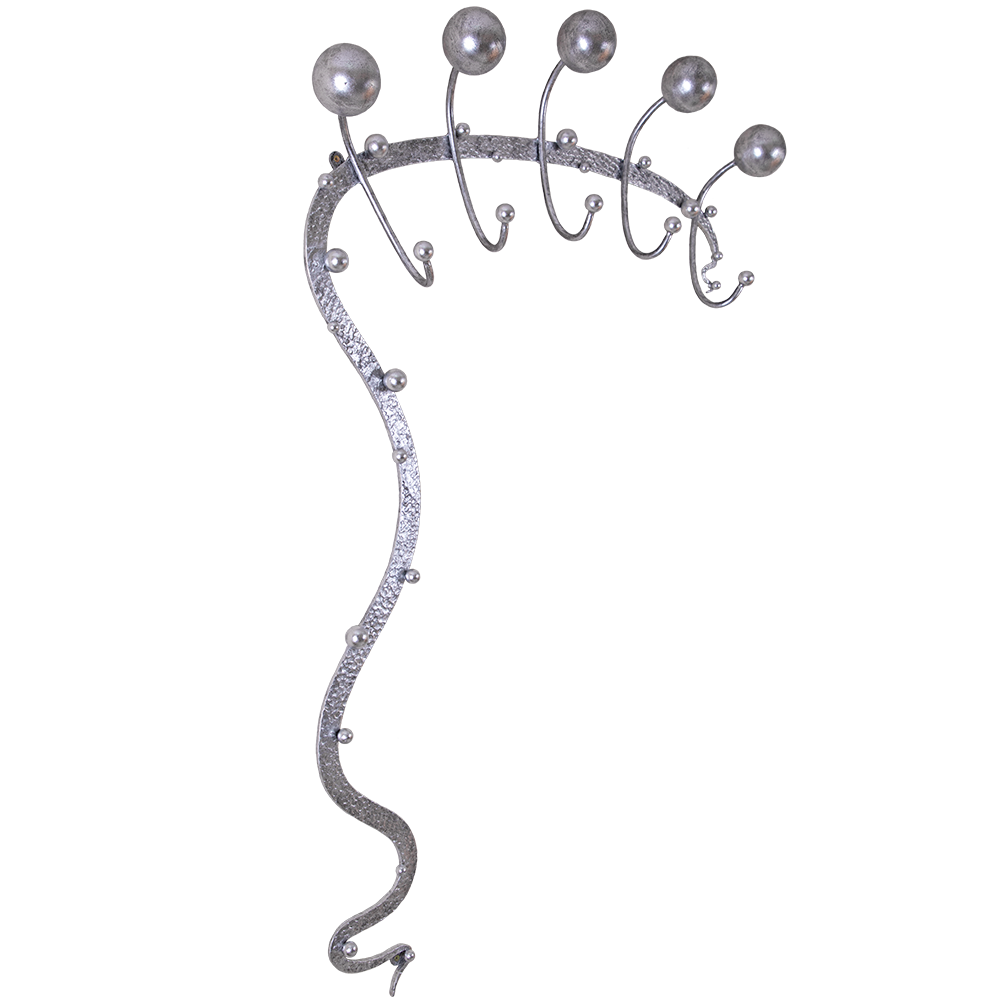Вешалка настенная BOGACHO Heri Modern с 5 крючками из кованой стали серебристого цвета ручная работа - фотография № 15