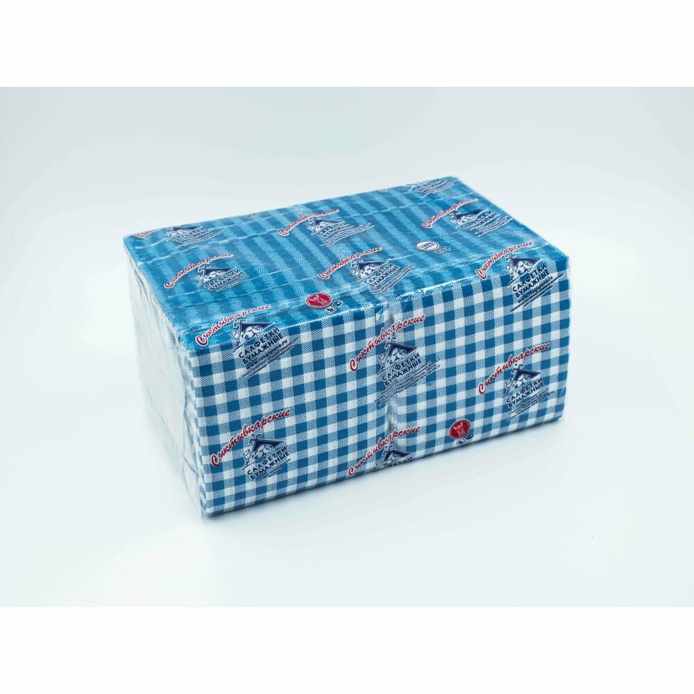 фото Сыктывкарские Салфетки 24x24см 1-сл с рисунком шотландка синяя, 400шт 1001381780