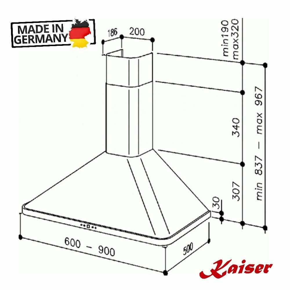 Настенная вытяжка 90 см Kaiser Empire A 9315 RotEm Eco красная - фотография № 6