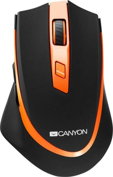 Мышь беспроводная Canyon CNS-CMSW13BO чёрный оранжевый USB + радиоканал