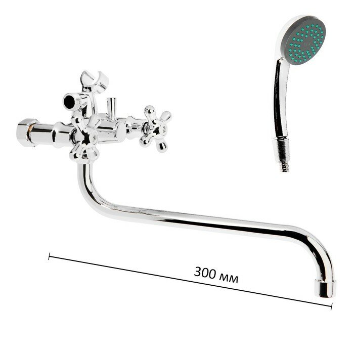 фото Смеситель для ванны Onix A1111, длина излива 30 см, керамические кран-буксы, хром