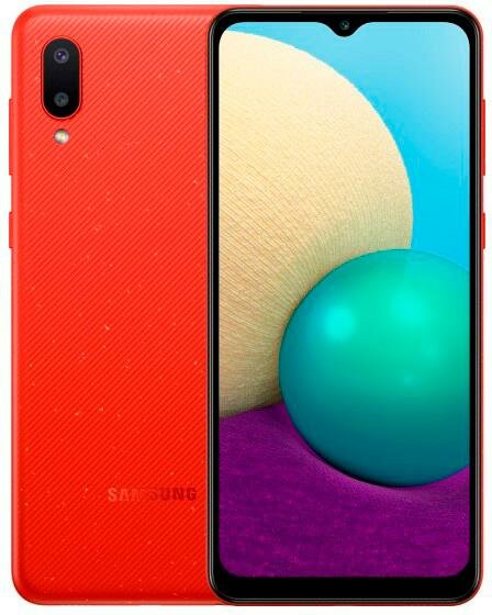 Смартфон Samsung SM-A022 Galaxy A02 32Gb 2Gb красный моноблок 3G 4G 6.5 720x1600 Android 10 13Mpix 802.11 b/g/n GPS GSM900/1800 GSM1900 TouchSc