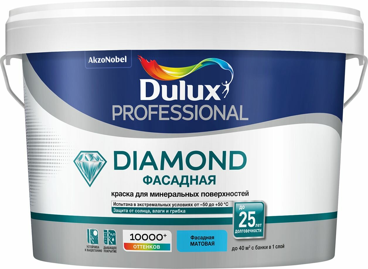 Краска Dulux Professional Diamond Фасадная Гладкая мат BC 2,25л